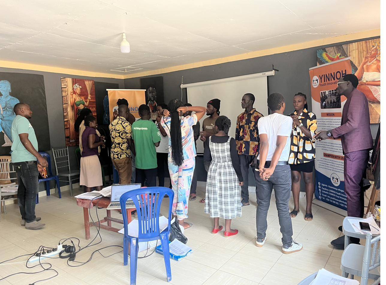 Large group session at Yinnoh innovation hub — future scholars and entrepreneurs